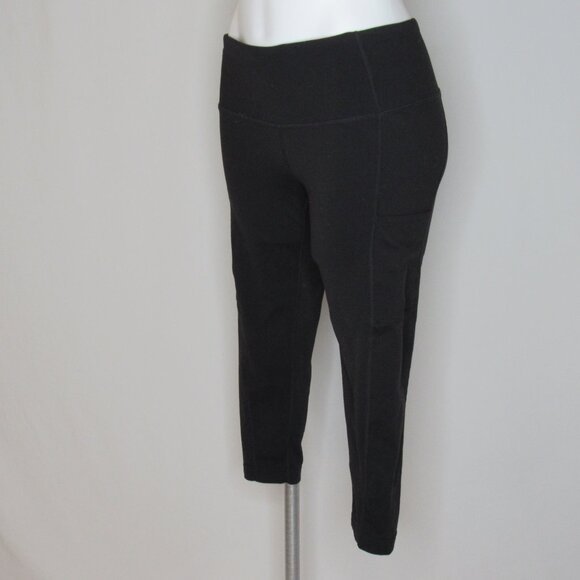 Prana Black Stash Pocket Crop Leggings 20" Women's M Medium - Picture 2 of 10